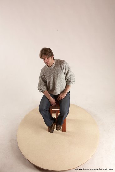 Casual Man White Sitting poses - simple Slim Short Brown Sitting poses - ALL Multi angles poses Academic