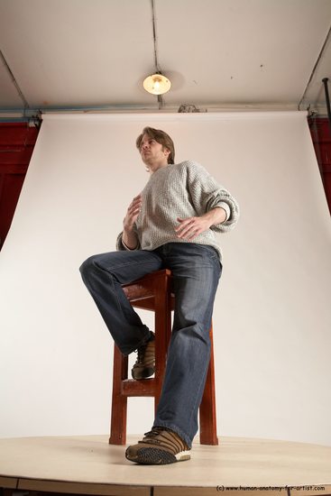 Casual Man White Sitting poses - simple Slim Short Brown Sitting poses - ALL Multi angles poses Academic