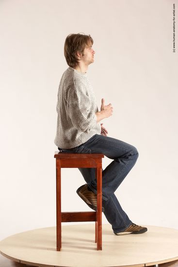 Casual Man White Sitting poses - simple Slim Short Brown Sitting poses - ALL Multi angles poses Academic