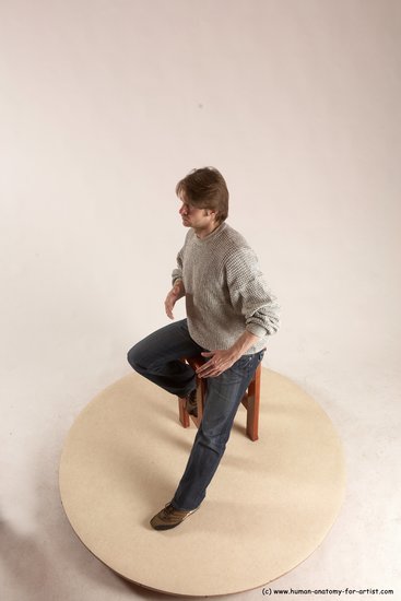 Casual Man White Sitting poses - simple Slim Short Brown Sitting poses - ALL Multi angles poses Academic