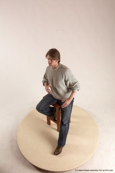 Casual Man White Sitting poses - simple Slim Short Brown Sitting poses - ALL Multi angles poses Academic