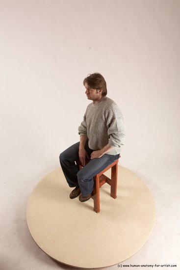 Casual Man White Sitting poses - simple Slim Short Brown Sitting poses - ALL Multi angles poses Academic