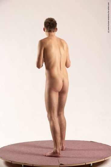 Nude Man White Standing poses - ALL Slim Short Brown Standing poses - simple Multi angles poses Realistic