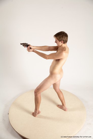 Nude Fighting with gun Man White Standing poses - ALL Athletic Short Brown Standing poses - simple Multi angles poses Realistic