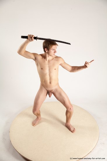 Nude Fighting Man White Standing poses - ALL Athletic Short Brown Standing poses - simple Multi angles poses Realistic