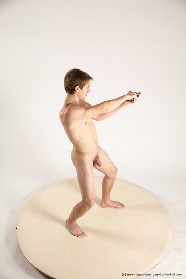 Nude Fighting with gun Man White Standing poses - ALL Athletic Short Brown Standing poses - simple Multi angles poses Realistic