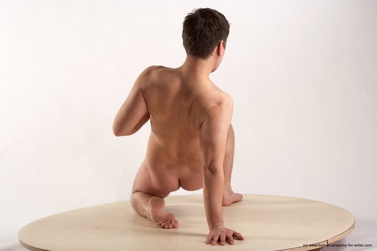 Nude Man White Kneeling poses - ALL Average Short Brown Kneeling poses - on one knee Realistic