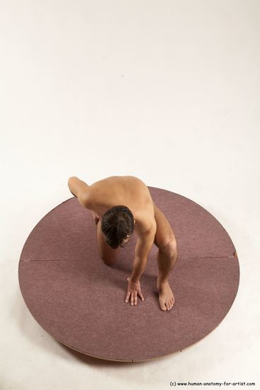 Nude Man White Kneeling poses - ALL Slim Short Brown Kneeling poses - on one knee Multi angles poses Realistic