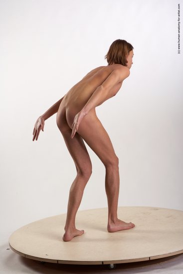 Nude Man White Standing poses - ALL Underweight Medium Brown Standing poses - simple Realistic