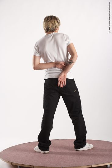 Casual Man White Standing poses - ALL Slim Short Blond Standing poses - simple Academic