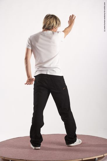 Casual Man White Standing poses - ALL Slim Short Blond Standing poses - simple Academic