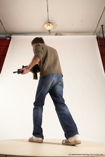 Casual Fighting with submachine gun Man White Standing poses - ALL Slim Short Brown Standing poses - simple Multi angles poses Academic Fighting poses - ALL