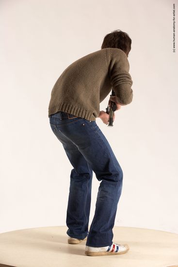 Casual Fighting with submachine gun Man White Standing poses - ALL Slim Short Brown Standing poses - simple Multi angles poses Academic Fighting poses - ALL