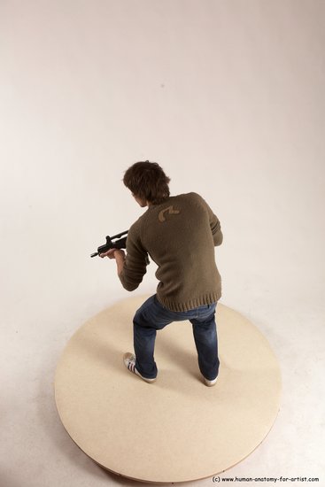 Casual Fighting with submachine gun Man White Standing poses - ALL Slim Short Brown Standing poses - simple Multi angles poses Academic Fighting poses - ALL