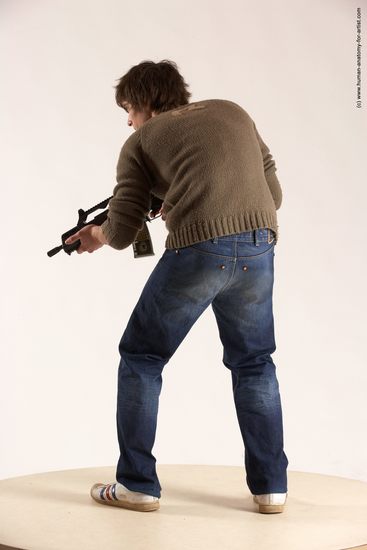 Casual Fighting with submachine gun Man White Standing poses - ALL Slim Short Brown Standing poses - simple Multi angles poses Academic Fighting poses - ALL