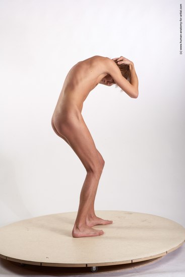 Nude Man White Standing poses - ALL Underweight Medium Brown Standing poses - simple Realistic