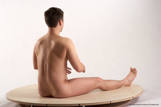 Nude Man White Sitting poses - simple Average Short Brown Sitting poses - ALL Realistic