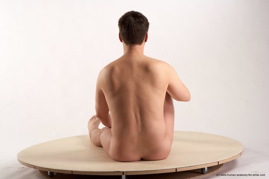 Nude Man White Sitting poses - simple Average Short Brown Sitting poses - ALL Realistic