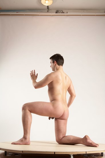 Nude Man White Kneeling poses - ALL Average Short Brown Kneeling poses - on one knee Multi angles poses Realistic