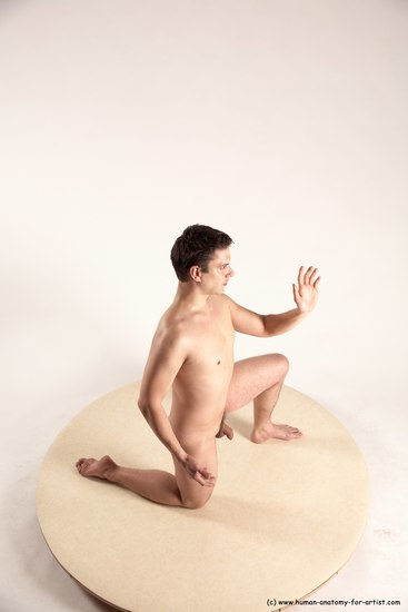 Nude Man White Kneeling poses - ALL Average Short Brown Kneeling poses - on one knee Multi angles poses Realistic