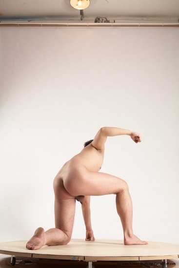 Nude Man White Kneeling poses - ALL Average Short Brown Kneeling poses - on one knee Multi angles poses Realistic