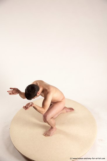 Nude Man White Kneeling poses - ALL Average Short Brown Kneeling poses - on one knee Multi angles poses Realistic