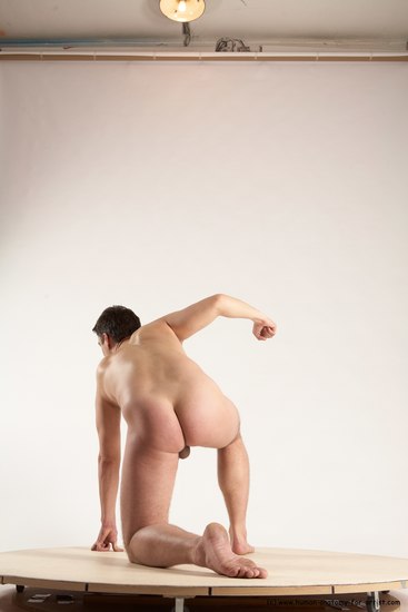 Nude Man White Kneeling poses - ALL Average Short Brown Kneeling poses - on one knee Multi angles poses Realistic