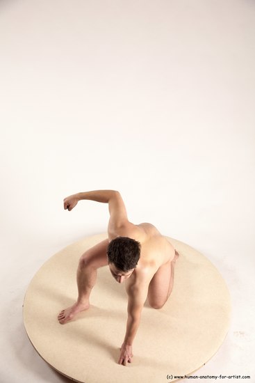 Nude Man White Kneeling poses - ALL Average Short Brown Kneeling poses - on one knee Multi angles poses Realistic