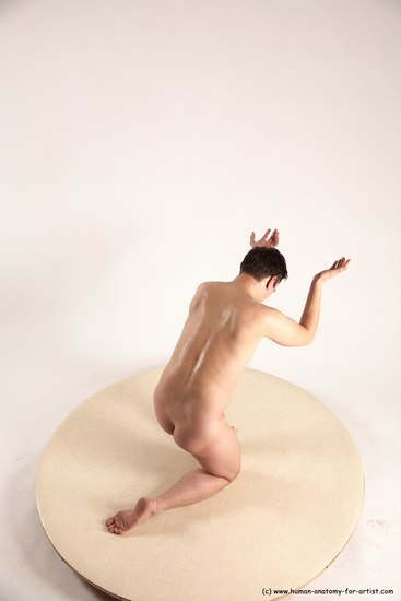 Nude Man White Kneeling poses - ALL Average Short Brown Kneeling poses - on one knee Multi angles poses Realistic