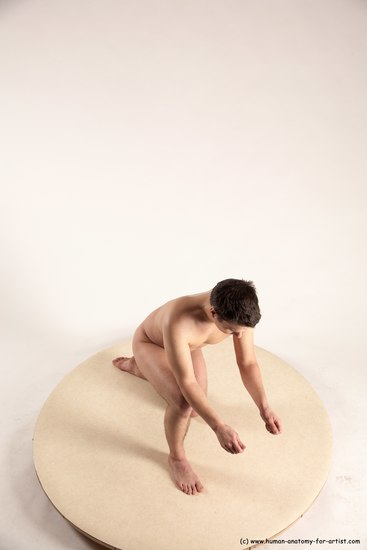 Nude Man White Kneeling poses - ALL Average Short Brown Kneeling poses - on one knee Multi angles poses Realistic