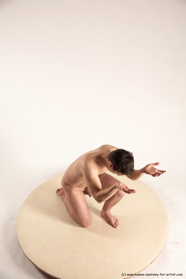 Nude Man White Kneeling poses - ALL Average Short Brown Kneeling poses - on one knee Multi angles poses Realistic