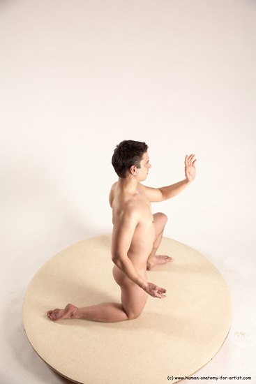 Nude Man White Kneeling poses - ALL Average Short Brown Kneeling poses - on one knee Multi angles poses Realistic