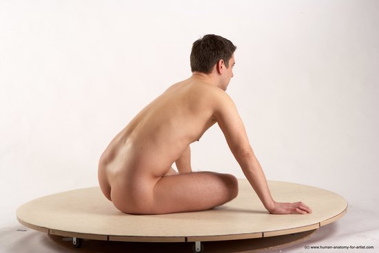 Nude Man White Sitting poses - simple Average Short Brown Sitting poses - ALL Realistic