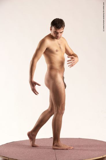 Nude Man White Standing poses - ALL Slim Short Brown Standing poses - simple Multi angles poses Realistic