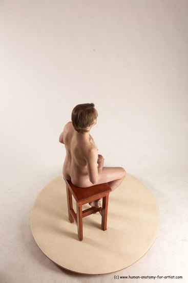 Nude Man White Sitting poses - simple Slim Short Brown Sitting poses - ALL Multi angles poses Realistic