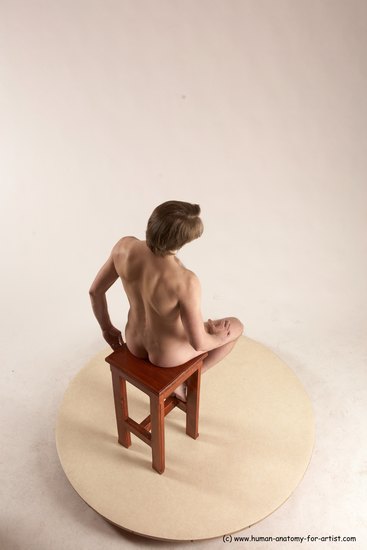 Nude Man White Sitting poses - simple Slim Short Brown Sitting poses - ALL Multi angles poses Realistic