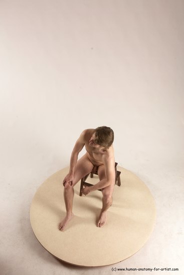 Nude Man White Sitting poses - simple Slim Short Brown Sitting poses - ALL Multi angles poses Realistic