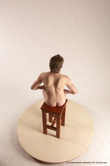 Nude Man White Sitting poses - simple Slim Short Brown Sitting poses - ALL Multi angles poses Realistic