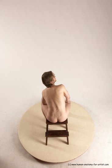 Nude Man White Sitting poses - simple Slim Short Brown Sitting poses - ALL Multi angles poses Realistic