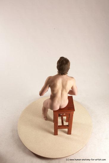 Nude Man White Sitting poses - simple Slim Short Brown Sitting poses - ALL Multi angles poses Realistic