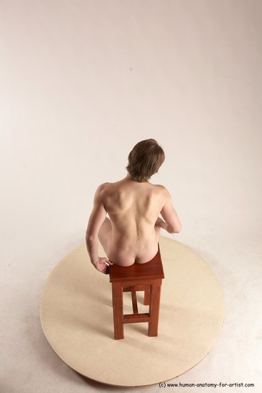 Nude Man White Sitting poses - simple Slim Short Brown Sitting poses - ALL Multi angles poses Realistic