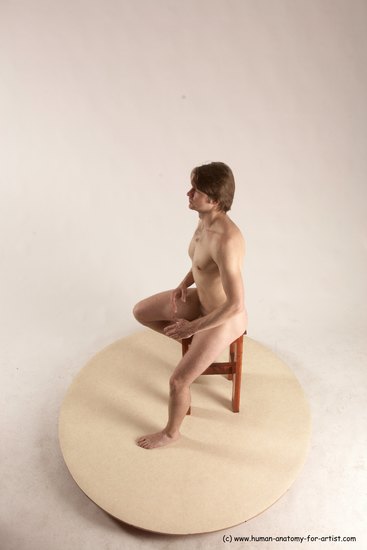 Nude Man White Sitting poses - simple Slim Short Brown Sitting poses - ALL Multi angles poses Realistic