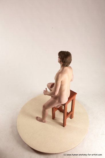 Nude Man White Sitting poses - simple Slim Short Brown Sitting poses - ALL Multi angles poses Realistic