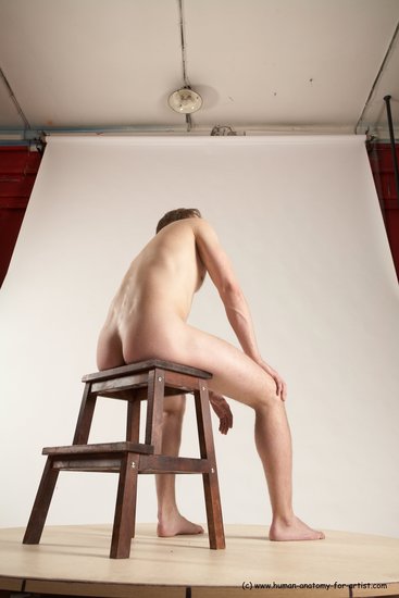 Nude Man White Sitting poses - simple Slim Short Brown Sitting poses - ALL Multi angles poses Realistic