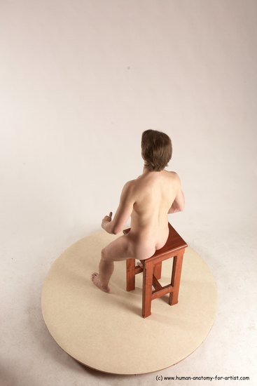 Nude Man White Sitting poses - simple Slim Short Brown Sitting poses - ALL Multi angles poses Realistic