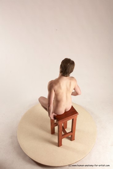 Nude Man White Sitting poses - simple Slim Short Brown Sitting poses - ALL Multi angles poses Realistic