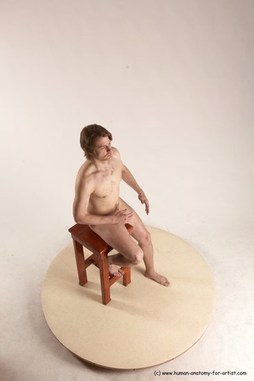 Nude Man White Sitting poses - simple Slim Short Brown Sitting poses - ALL Multi angles poses Realistic