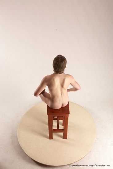 Nude Man White Sitting poses - simple Slim Short Brown Sitting poses - ALL Multi angles poses Realistic