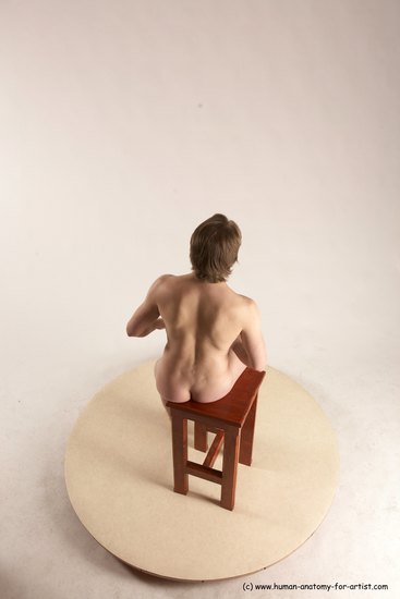 Nude Man White Sitting poses - simple Slim Short Brown Sitting poses - ALL Multi angles poses Realistic