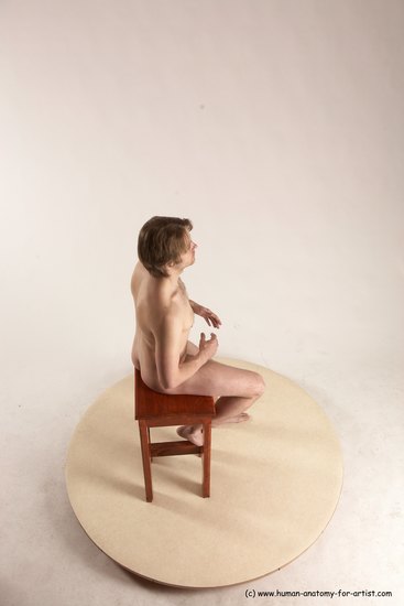 Nude Man White Sitting poses - simple Slim Short Brown Sitting poses - ALL Multi angles poses Realistic